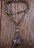 Boho Necklace, RH Antique Brass Silver Stone Glass